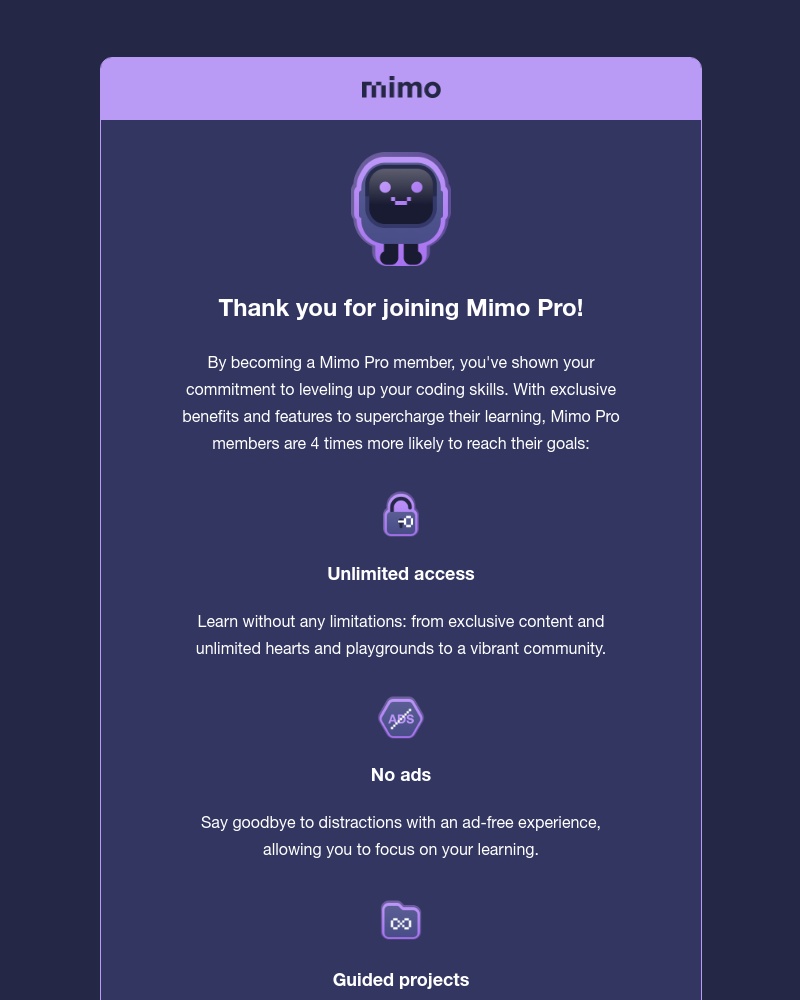 Mimo - ๐ Thank you for joining Mimo Pro!