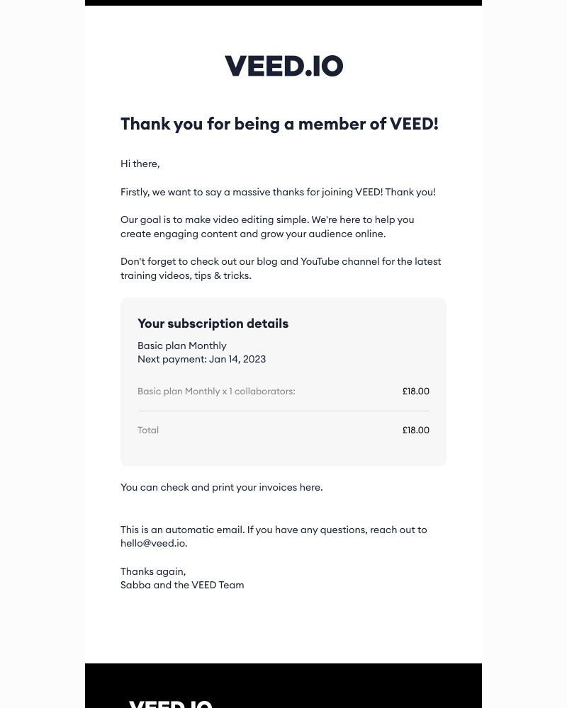 VEED.IO - Thank you for subscribing to VEED!