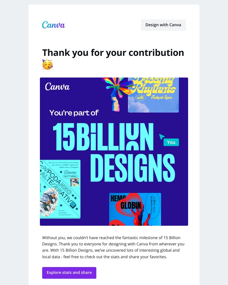 Canva - Thank you for your contribution to 15 Billion Designs 💫