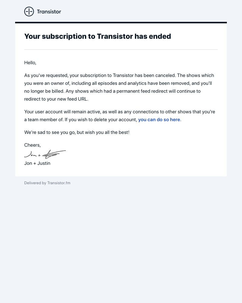 Transistor - Thanks for using Transistor.