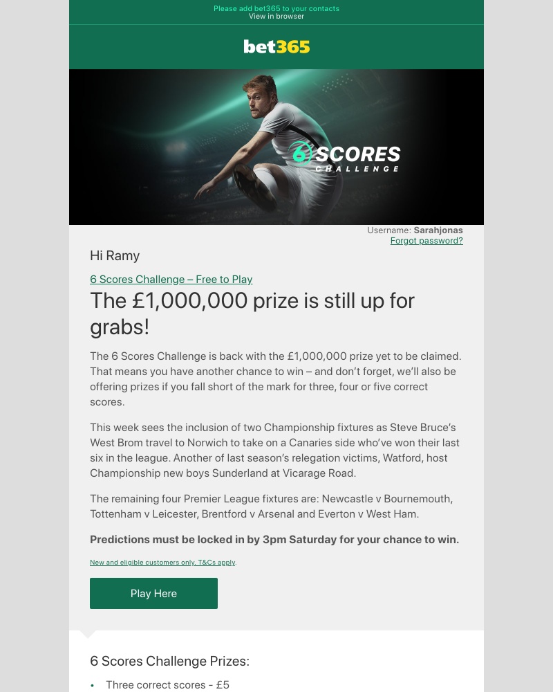 Bet365 - The £1,000,000 jackpot continues…