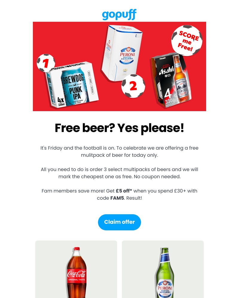 Gopuff - The beers are on us! โฝ๐บ