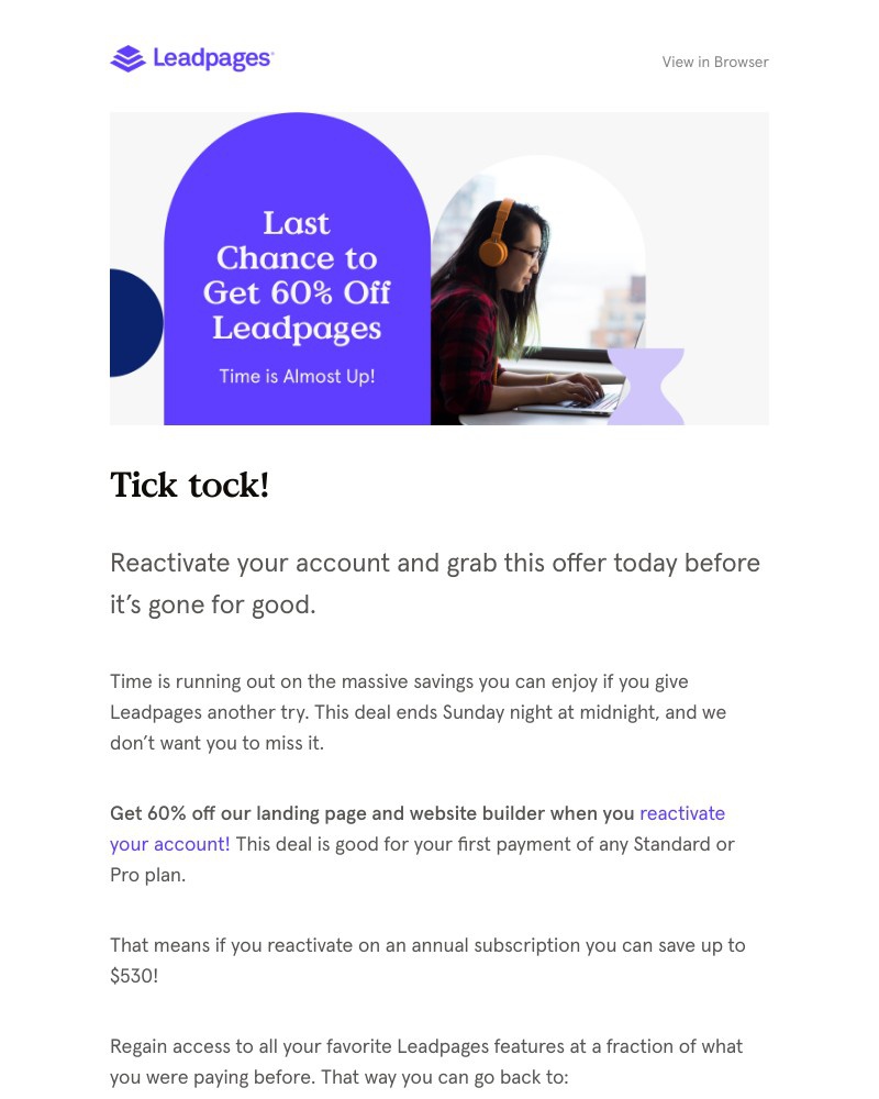 Leadpages - The clock is ticking—60% Off Leadpages