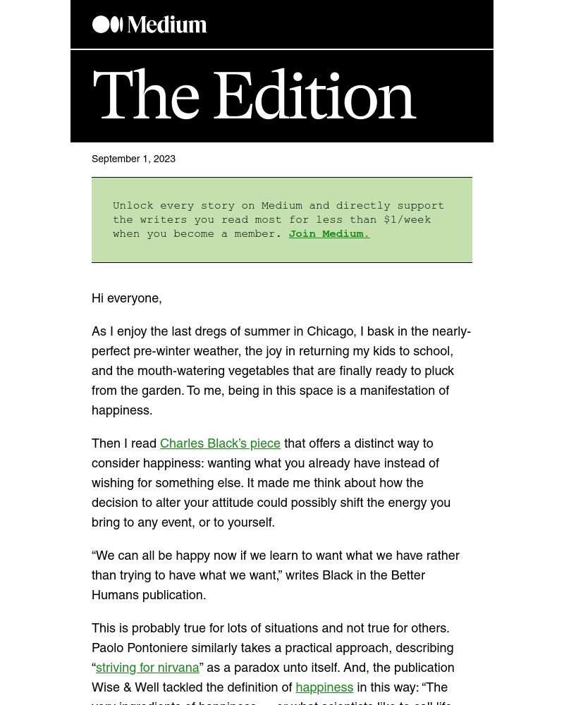 Medium - The Edition: What makes you happy?