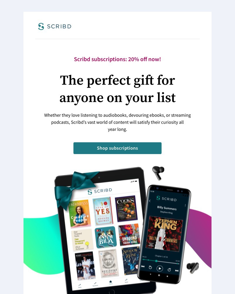 Scribd - The holidays are almost here. Buy the gift thatβll arrive on time π