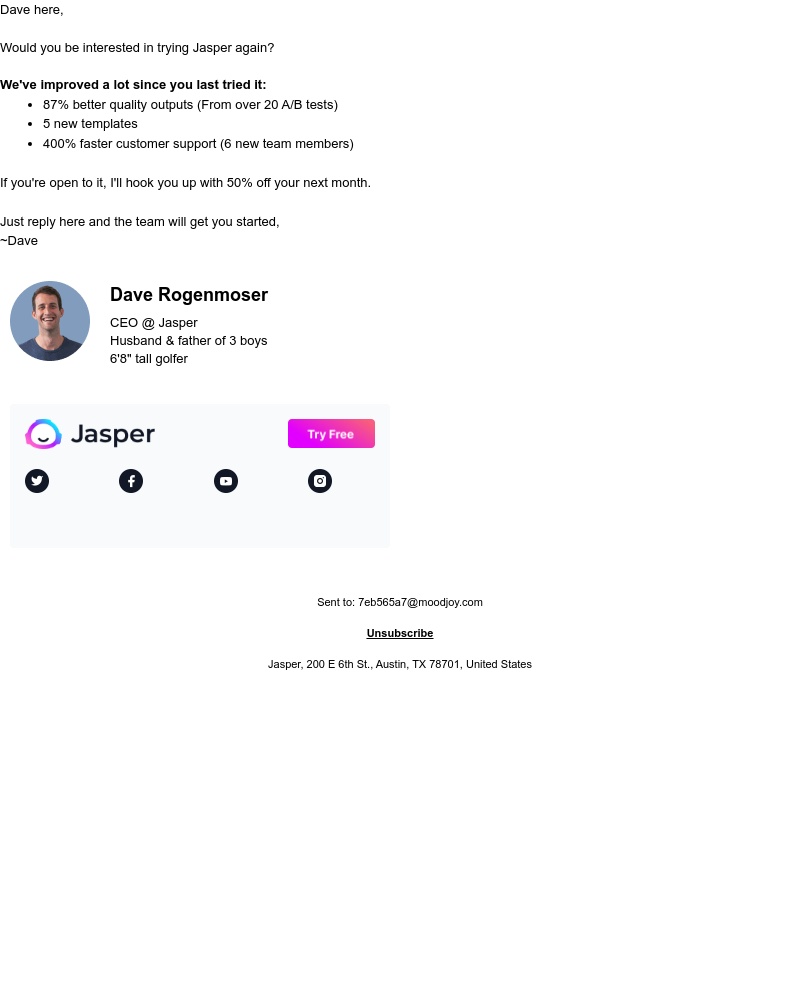 Jasper - The improved Jasper.ai π€ Get 50% off?