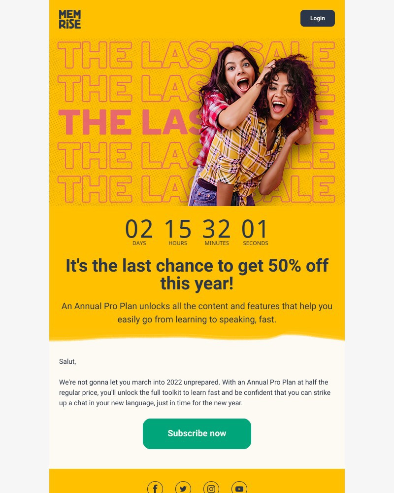 Memrise - The last sale of the year! πΈ Don't. Miss. Out.