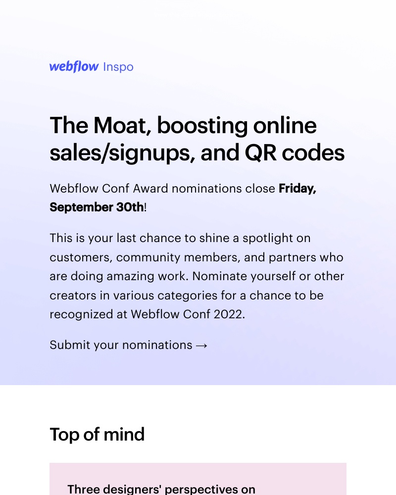 Webflow - The Moat, boosting online sales/signups, and QR codes π±
