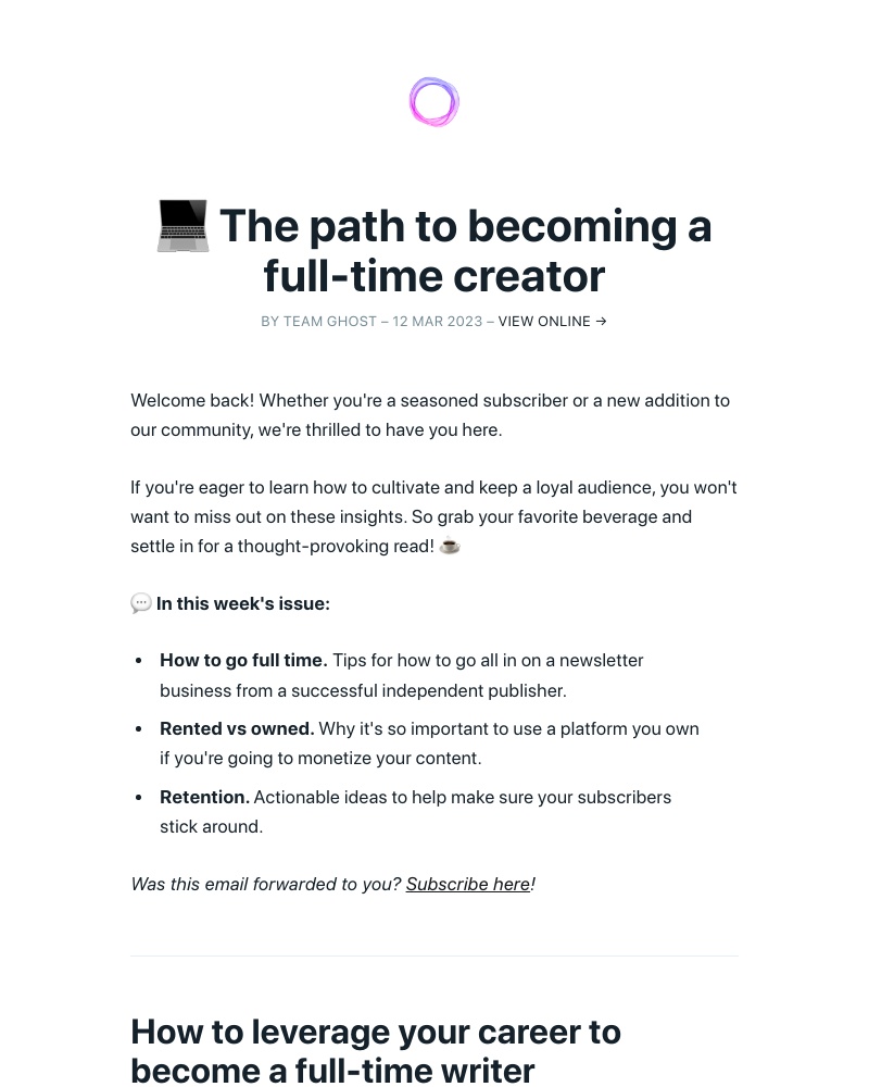 Ghost - 💻 The path to becoming a full-time creator
