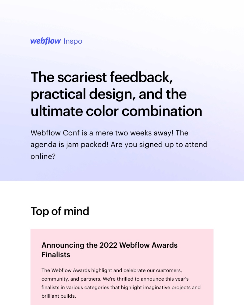Webflow - The scariest feedback, practical design, and the ultimate color combination π¨