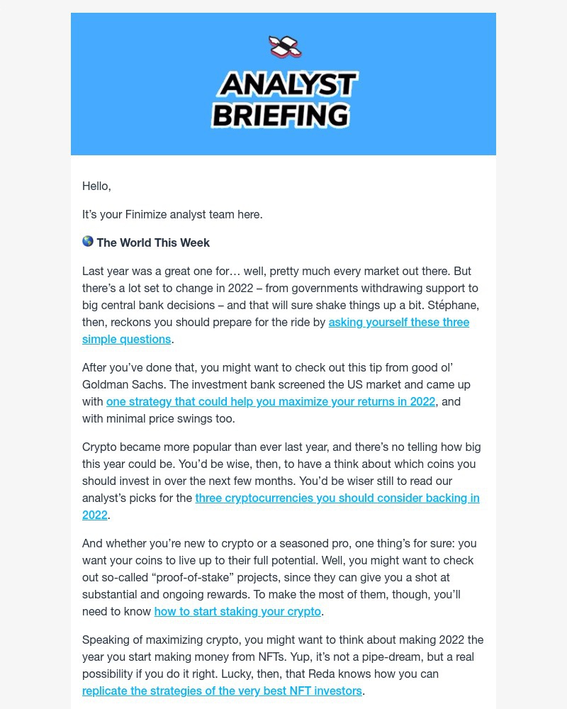 Finimize - 💸 The three cryptos to back this year