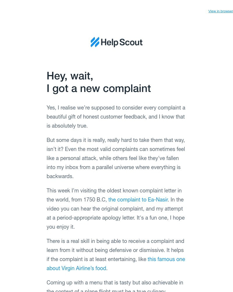Help Scout - The worlds oldest complaint letter (and a brand new apology)