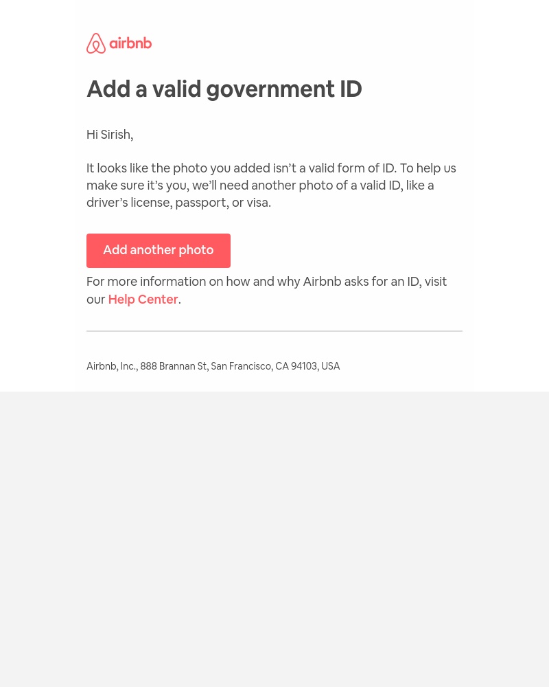Airbnb - There was a problem with the photo of your ID