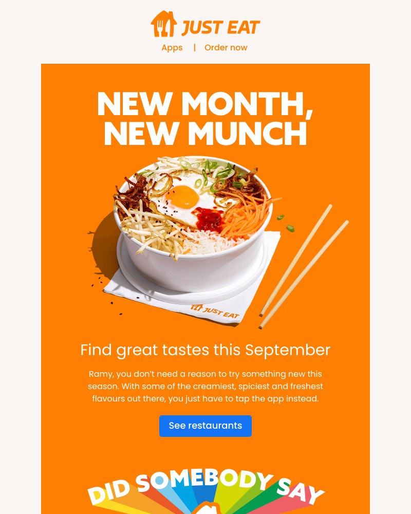 Just Eat - Thereโs a first for everything, Ramy ๐