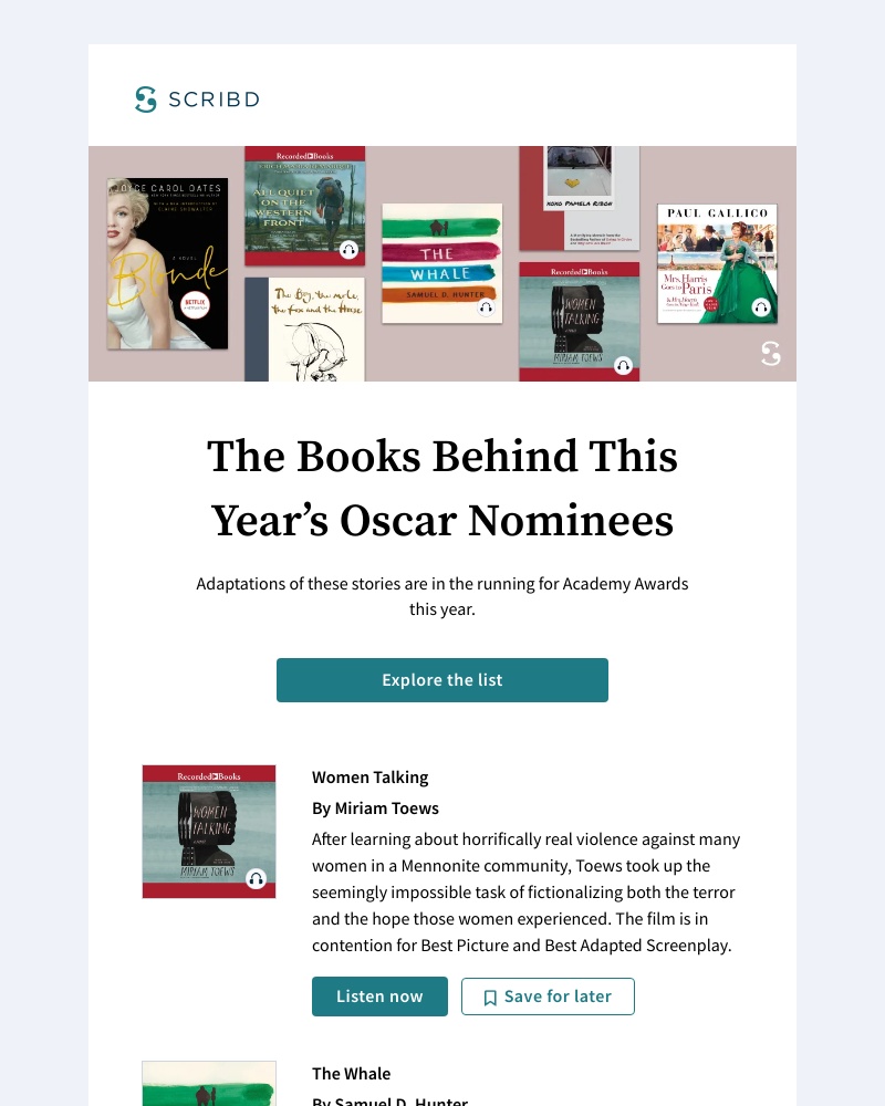 Scribd - These Oscar Nominees Were Books First π