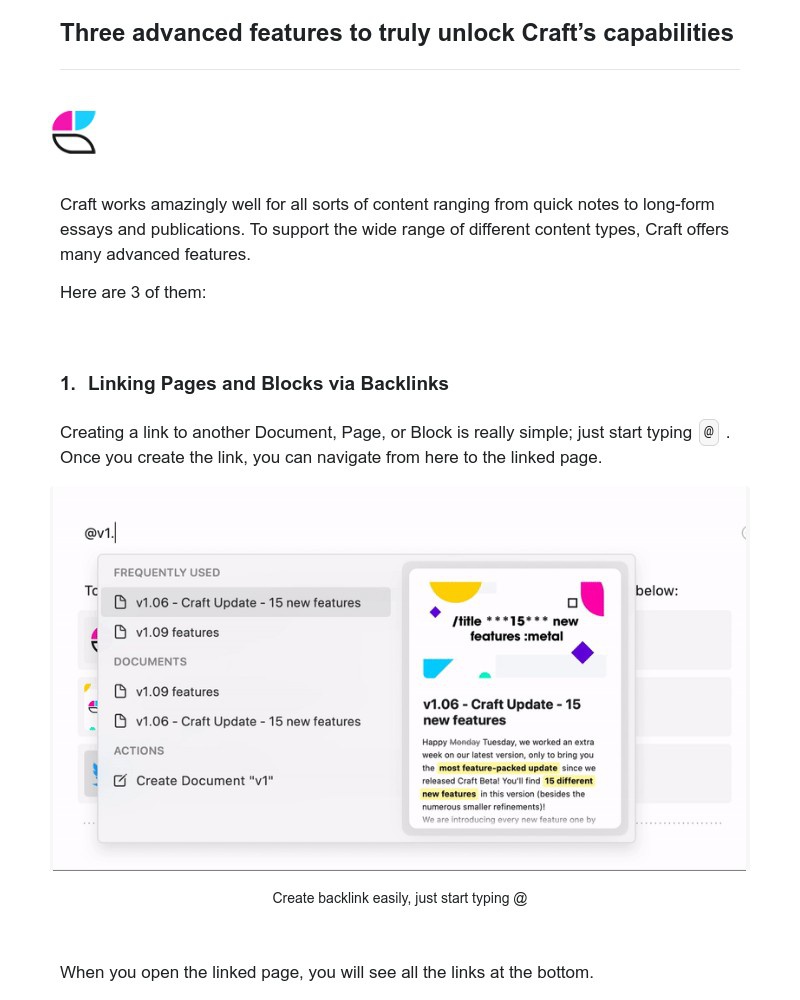 Craft - Three advanced features to truly unlock Craft’s capabilities