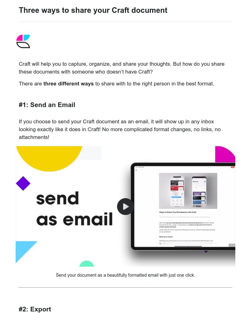 Craft - Three ways to share your Craft document