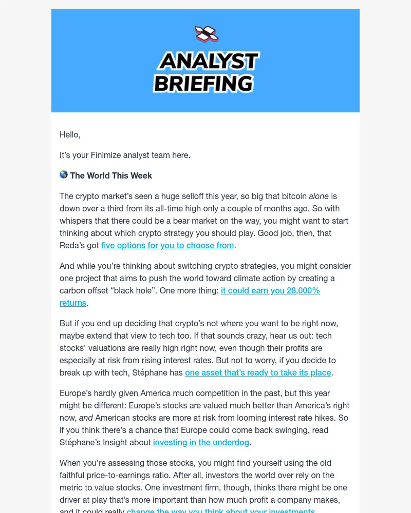 Finimize - ⏰ Time to change your crypto ways
