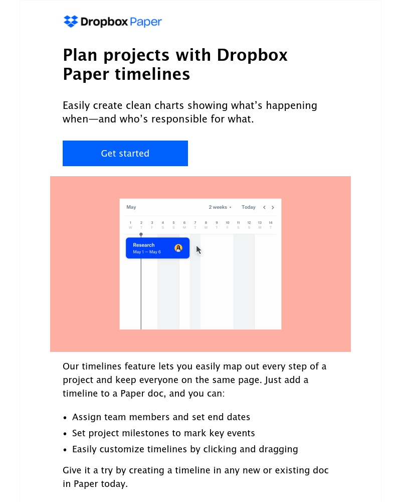 Dropbox Paper - Timelines in Dropbox Paper