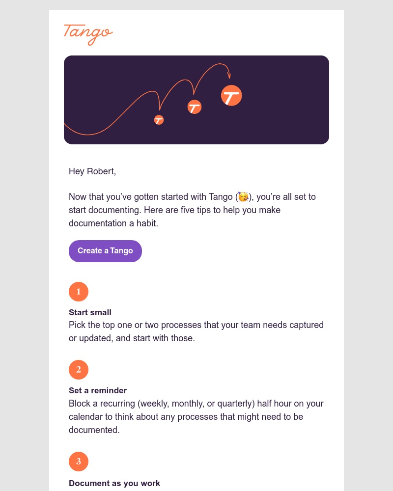 Tango - Tips to make documentation a habit