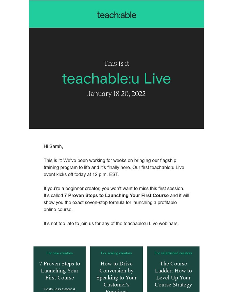 Teachable - Todayās the day: Donāt miss teachable:u Live