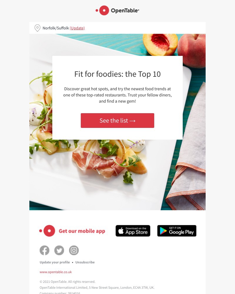 OpenTable - Top 10 finds for foodies