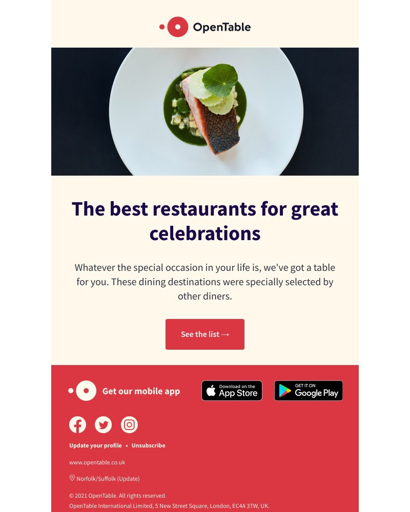 OpenTable - Top 10 restaurants for special occasions