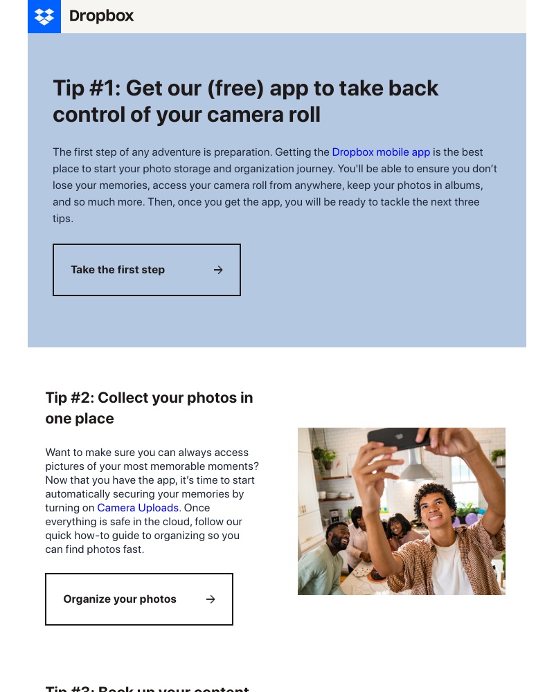 Dropbox - Top 4 tips to get your photo storage in focus