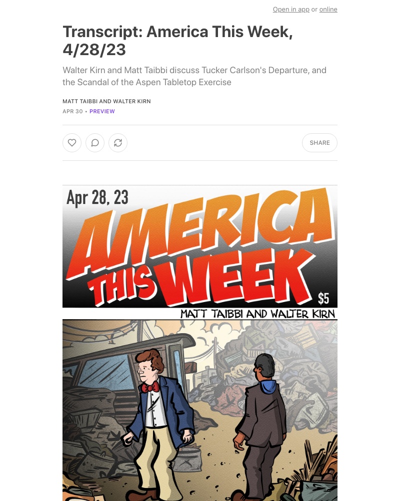 Substack - Transcript: America This Week, 4/28/23