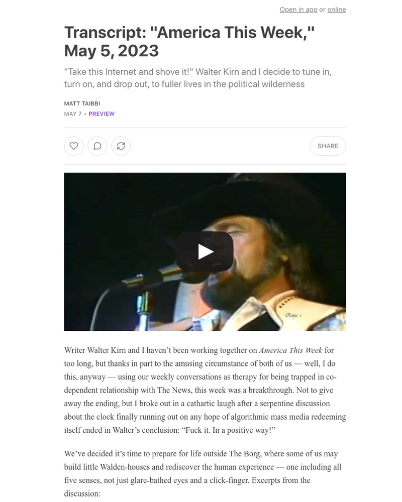 Substack - Transcript: "America This Week," May 5, 2023