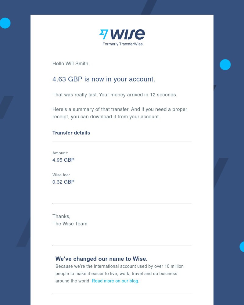 Wise - Transfer sent (#224223400)