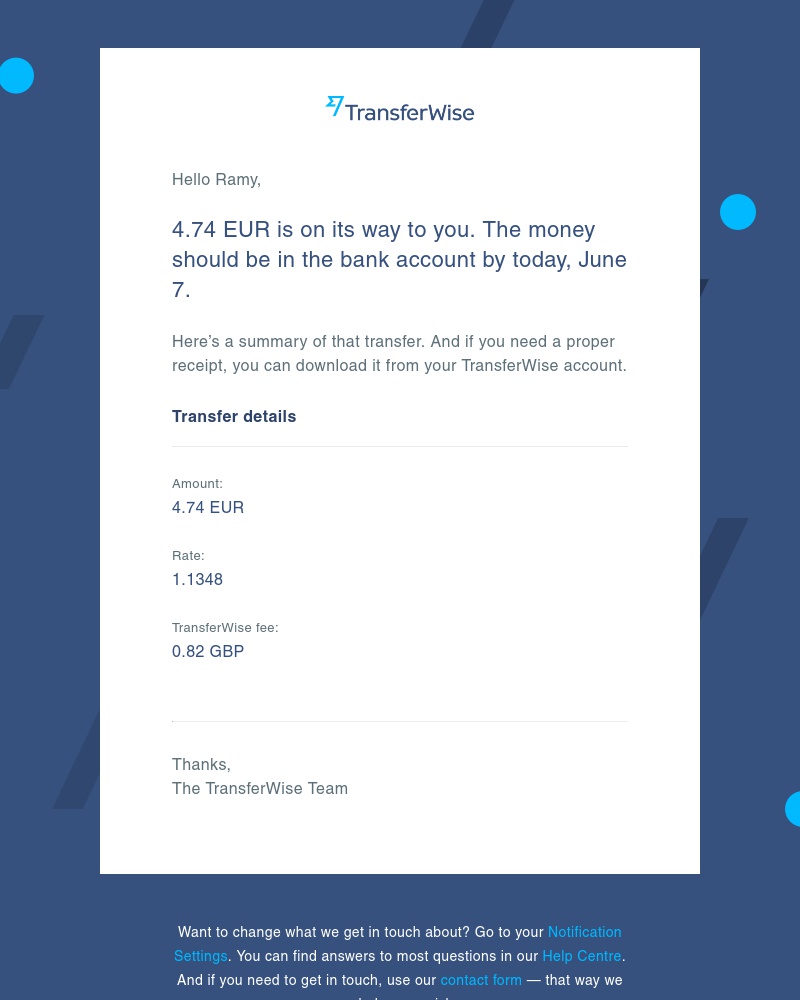 Wise - Transfer sent (#37779911)