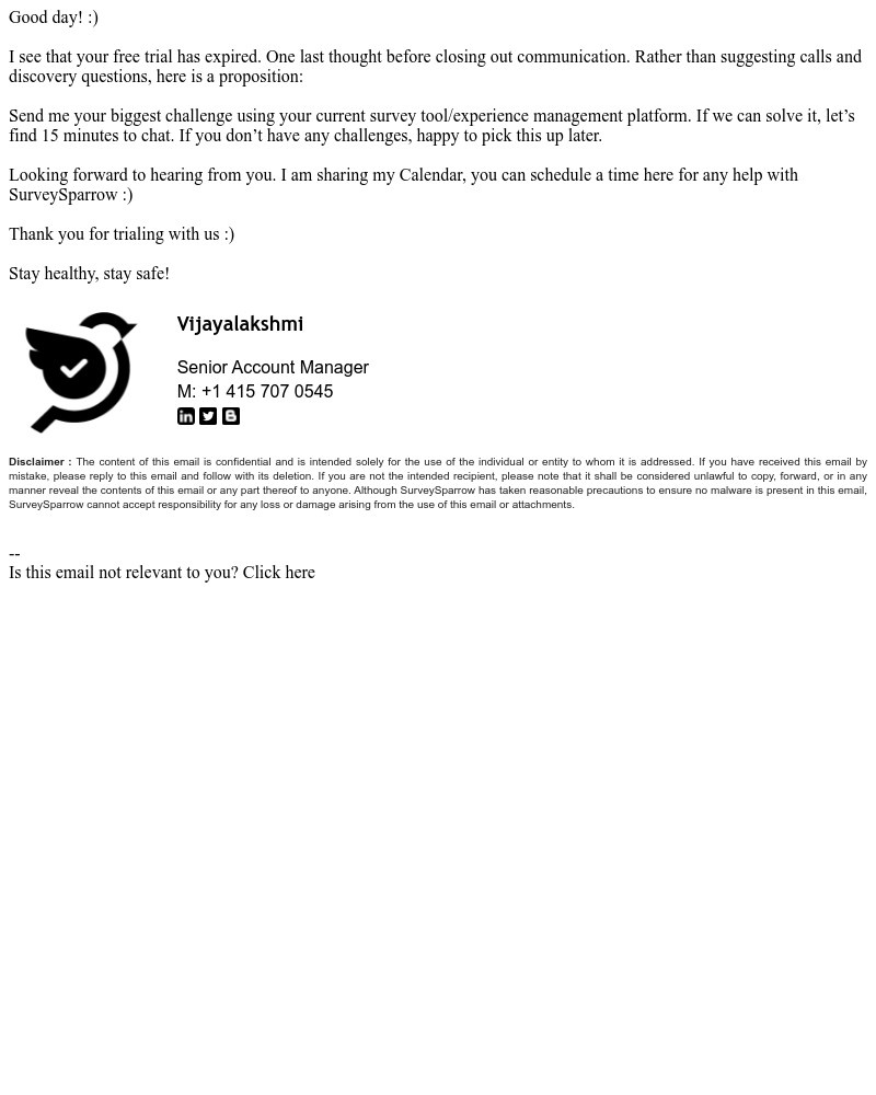 SurveySparrow - Trial expiry || Next steps