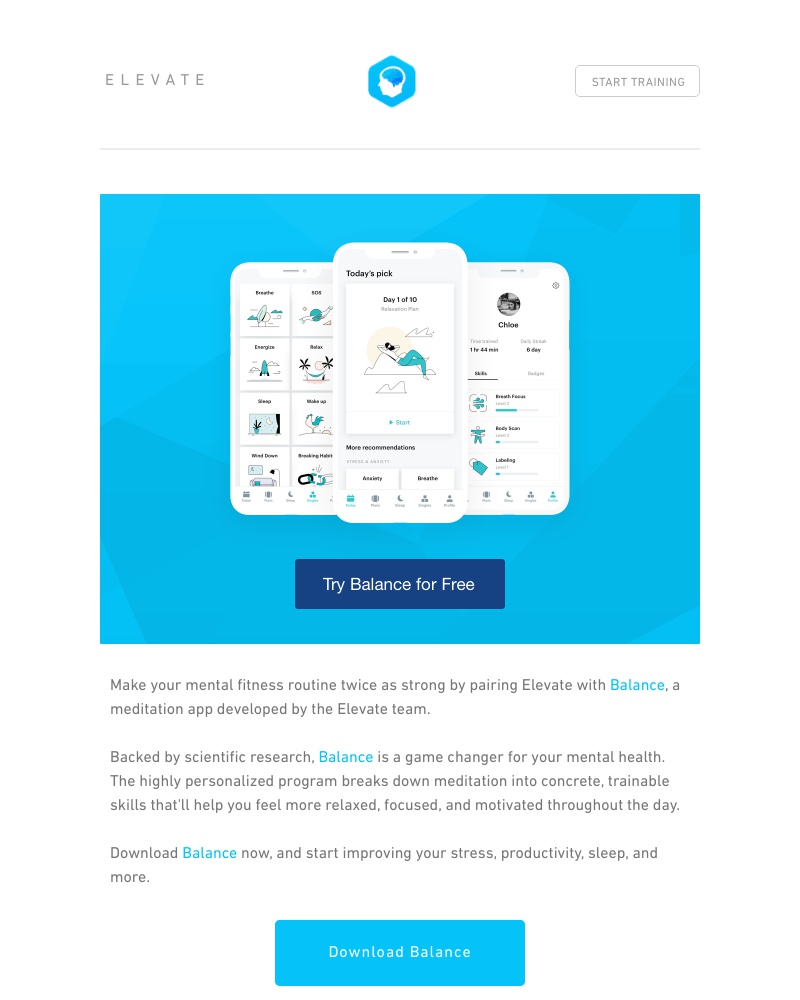 Elevate - Try Balance, our personalized meditation app