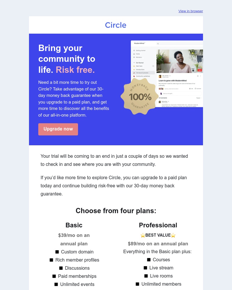 Circle - Try out Circle for 30 days risk free.