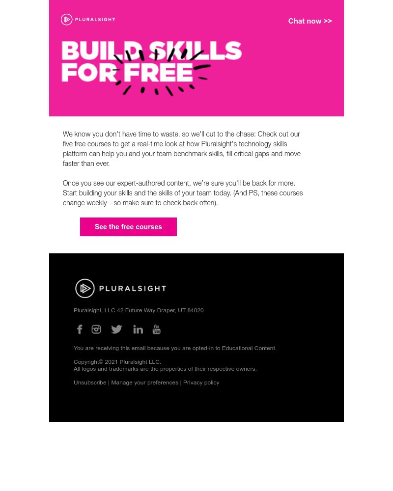 Pluralsight - Try out our courses, for zero down.