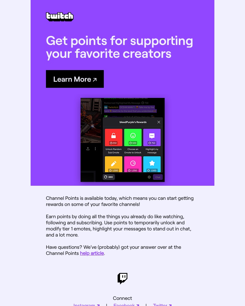 Twitch - Twitch Channel Points available today!