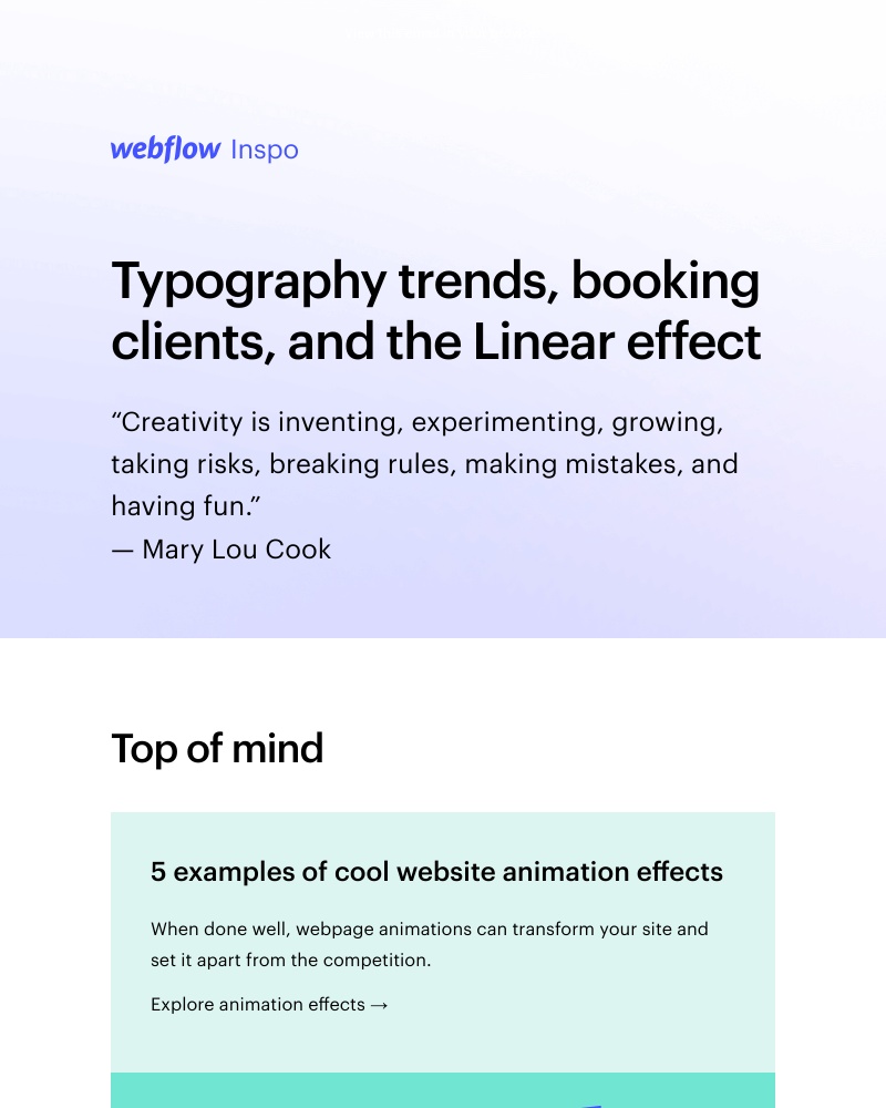 Webflow - Typography trends, booking clients, and the Linear effect πͺ