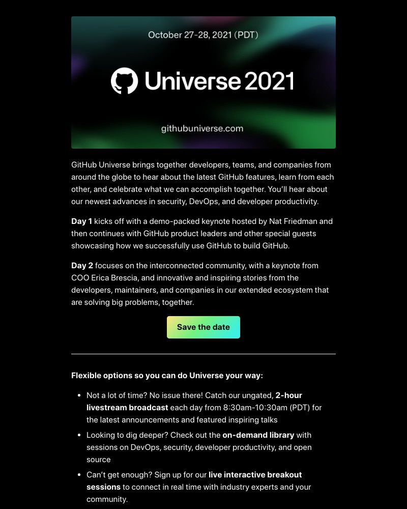 GitHub - Universe 2021 is October 27 + 28 (PDT) - Here's your sneak peek at what to expect