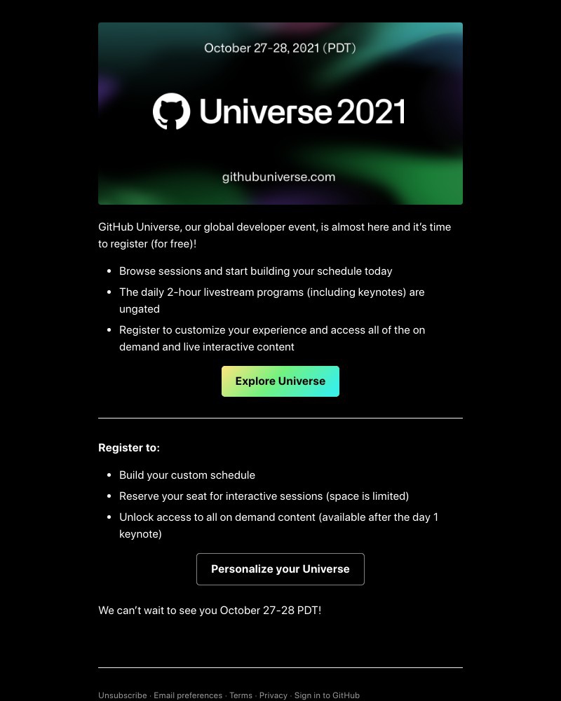 GitHub - Universe 2021 schedule is now live!