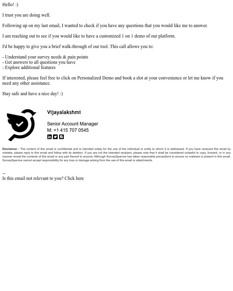 SurveySparrow - Up for a Call?