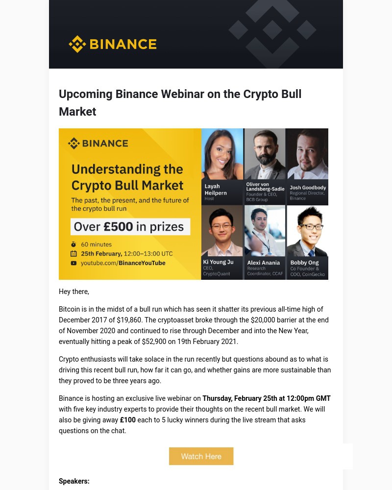Binance - Upcoming Binance Webinar on the Crypto Bull Market