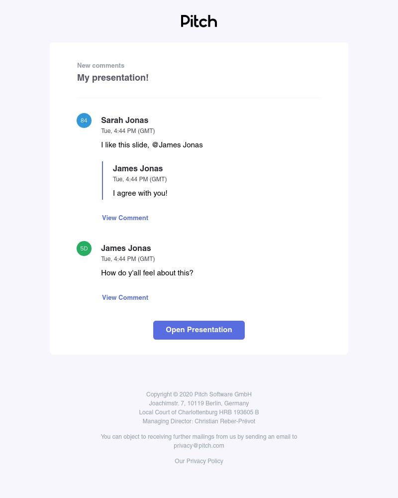 Pitch - Updates in UI Feed