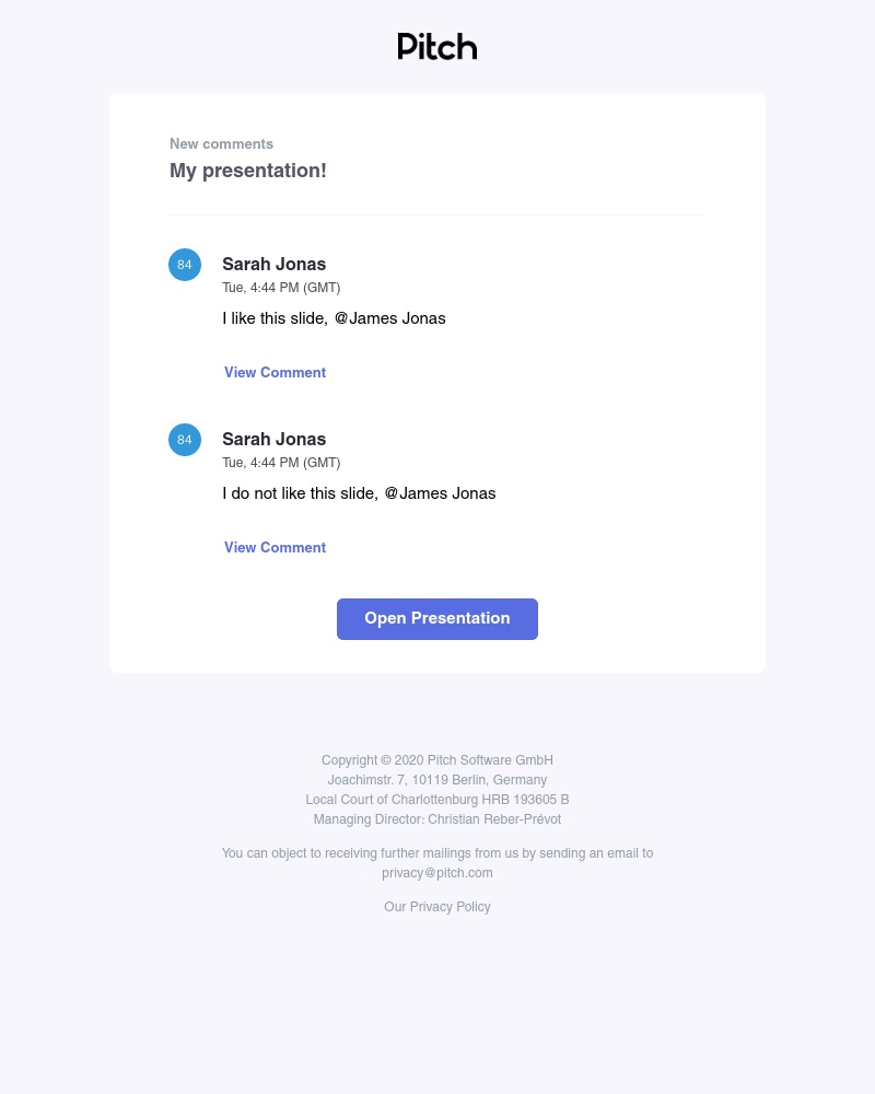 Pitch - Updates in UI Feed