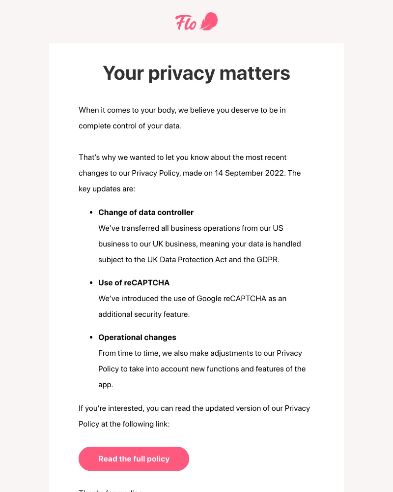 Flo - Updates to Flo’s Privacy Policy
