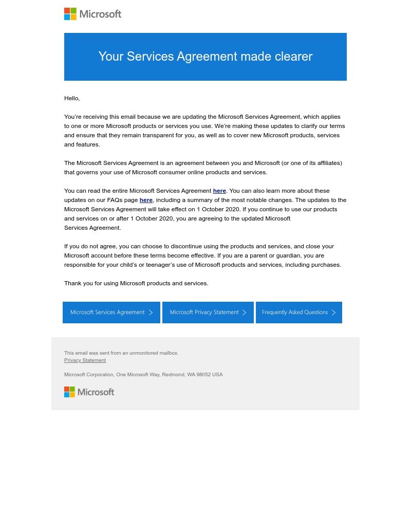 Microsoft Teams - Updates to our terms of use