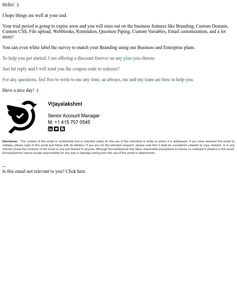 SurveySparrow - Upgrade Deal || Happy to Help