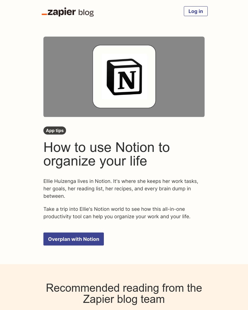 Zapier - Use Notion to organize your life