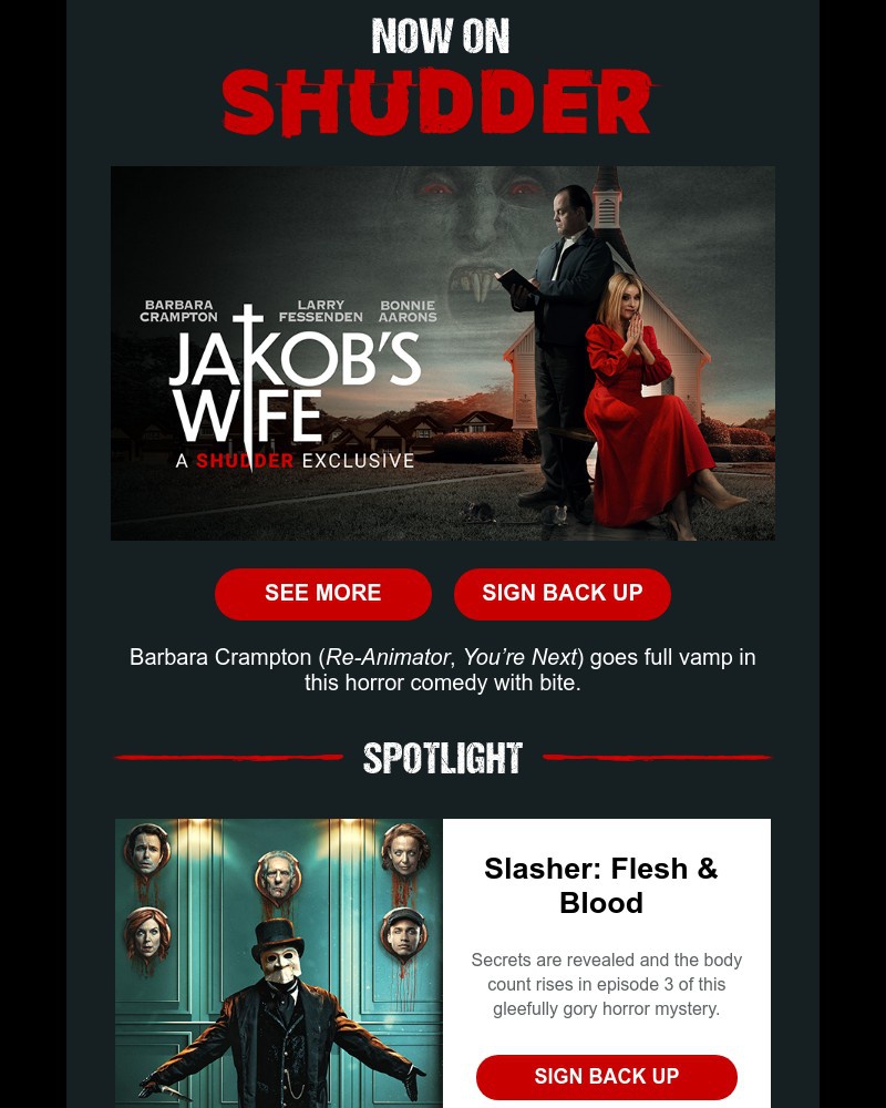 Shudder - 🧛 🧛♀️ Vampire comedy ‘Jakob’s Wife’ is now streaming.