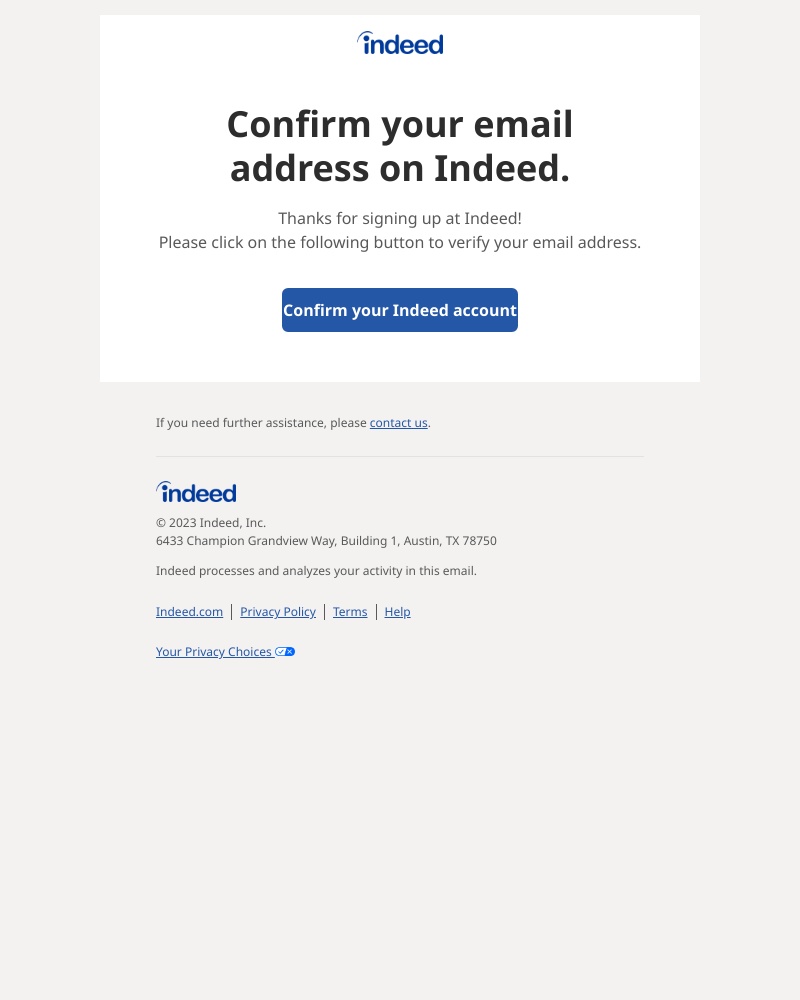 Indeed - Verify 45abd2c7@moodjoy.com is your email address before using Indeed